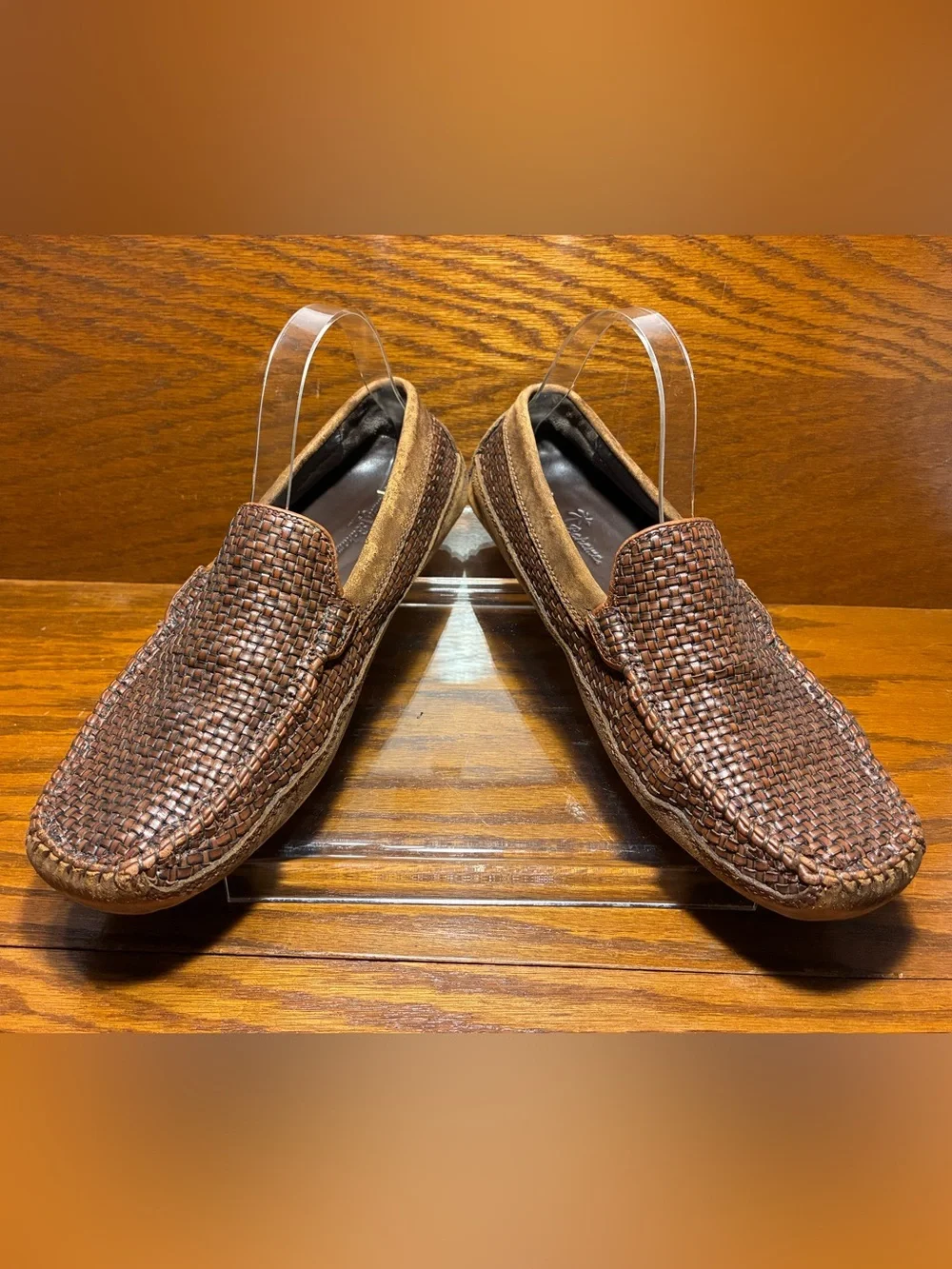 Y2K VTG Tommy Bahama Woven Leather Driver Loafers Brown Men’s Size 8